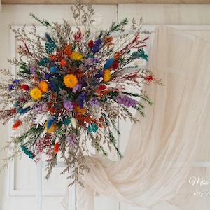 Statice&Strawflower Wedding Backdrop,dried flower wedding arch,pampas arbor,Bohemian Wedding Centerpiece,boho wedding decor