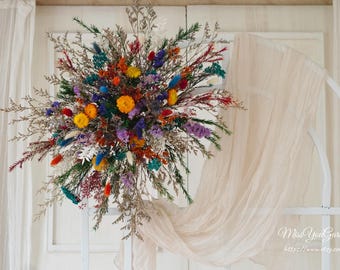 Statice&Strawflower wedding backdrop,dried flower arch,pampas arbor,bohemiann centerpiece,boho wedding decor