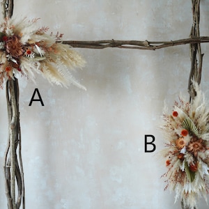 Fiori essiccati conservati Arco nuziale Foglie artificiali verdi, Sfondo di swag di fiori, Pergolato di fiori di pampa, Centrotavola per matrimoni Boho 19,6 × 11,3 pollici