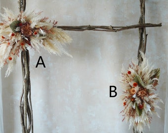 Dried Preserved flowers Wedding arch&Green Artificial leaves,Flower Swag Backdrop,pampas Flower arbor,Boho Wedding Centerpieces 19.6×11.3 in