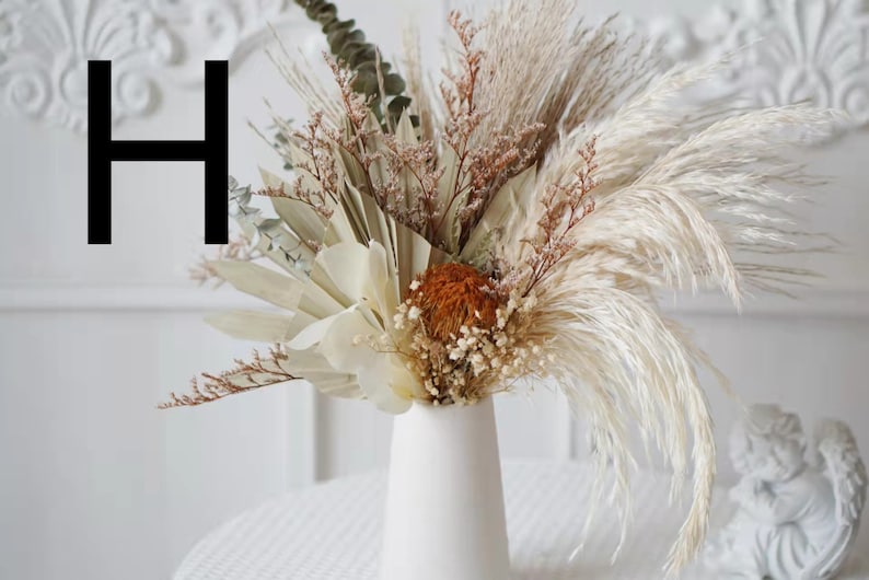 Rust Orange/Burnt Orange Pampas Grass bouquet,Dried flowers bouquet,home decor,Palm spear,natural flower Arrangement,Small Centerpiece image 9