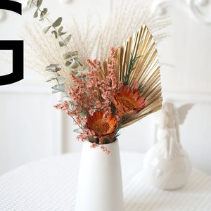 Rust Orange/Burnt Orange Pampas Grass bouquet,Dried flowers bouquet,home decor,Palm spear,natural flower Arrangement,Small Centerpiece image 7