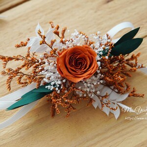 Rust Orange Rose Natural Flowers Bridal/Bridesmaid &#39;s Corsage,wedding Flower bouquet,wedding decoration,wedding Flowers wrist corsage