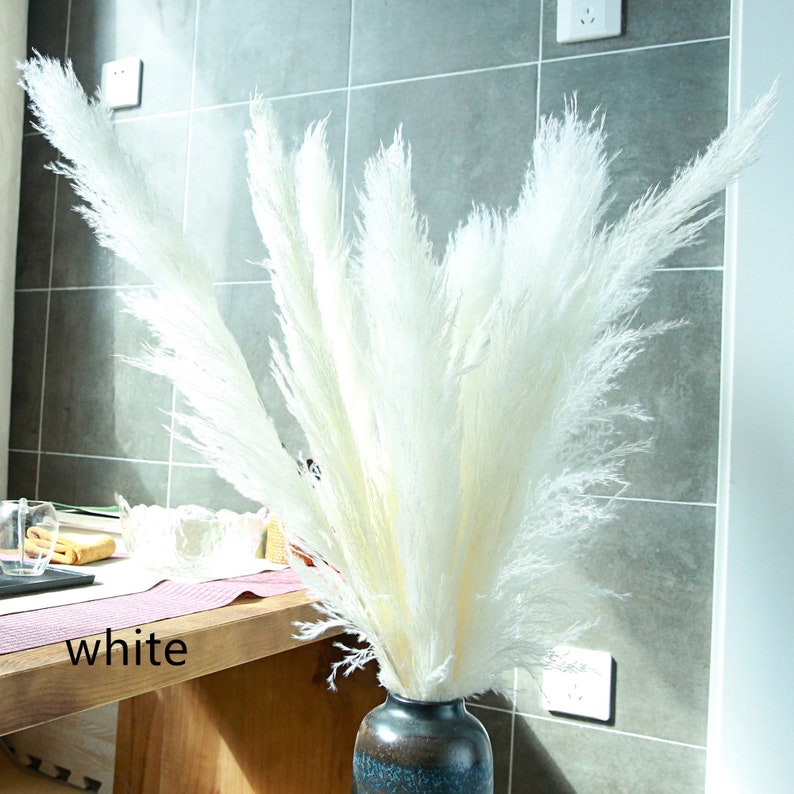 5 stems pampas grass 34'' , dried flowers, pampasgrass, Natural Dried Pampas Grass, Phragmites Communis,Reed Plume,Wedding,FlowerArrangement White