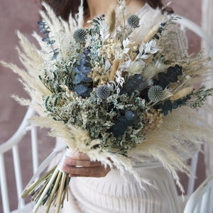 Hochzeitsstrauß Getrockneter Brautstrauß / Trockenblumen-Hochzeit, rustikale Boho-Bräute, Brautjungfer-Blumenstrauß, getrocknete Blumenstrauß-Wohnkultur
