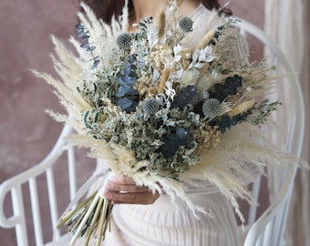 Wedding bouquet Dried Bridal bouquet/Dry Flower Wedding, Rustic Boho Brides,Bridesmaid bouquet,Dried bouquet home decor