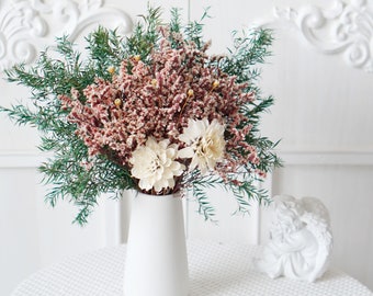 Preserved flowers bouquet,natural home decor,dried flowers,natural flower decor,Weddings, Flower Arrangement,Small Centerpiece,mauve bouquet