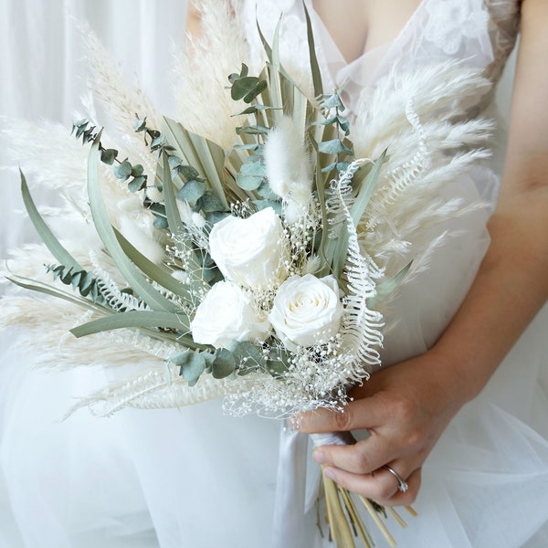 Pampas Grass wedding bouquet Dried Bridal bouquet / Dry Flower Wedding, Rustic Boho Brides,Bridesmaid bouquet,Dried bouquet home decor