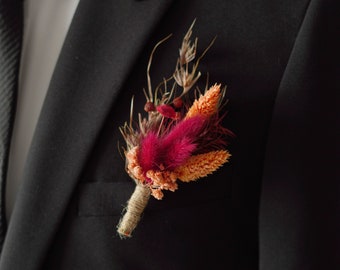 Boho Wedding boutonniere Boutonnières Bunches | Dried Flower Bouquets | Wedding Groomsmen | Groom | Pampas Grass Arrangement | Boutonniere