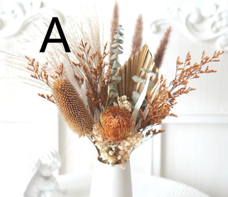 Rust Orange/Burnt Orange Pampas Grass bouquet,Dried flowers bouquet,home decor,Palm spear,natural flower Arrangement,Small Centerpiece image 2