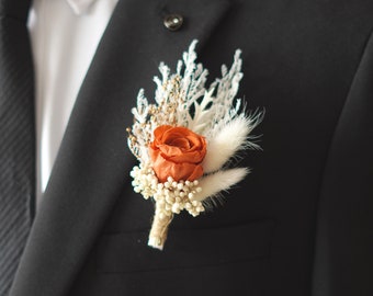 Boho Mini Dried Flowers Boutonnières Bunches | Dried Flower Bouquets | Wedding Groomsmen | Groom | Pampas Grass Arrangement | Boutonniere