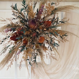 Terracotta&golden brown wedding backdrop,dried flower wedding arch,pampas arbor,bohemian wedding centerpiece,boho wedding decor