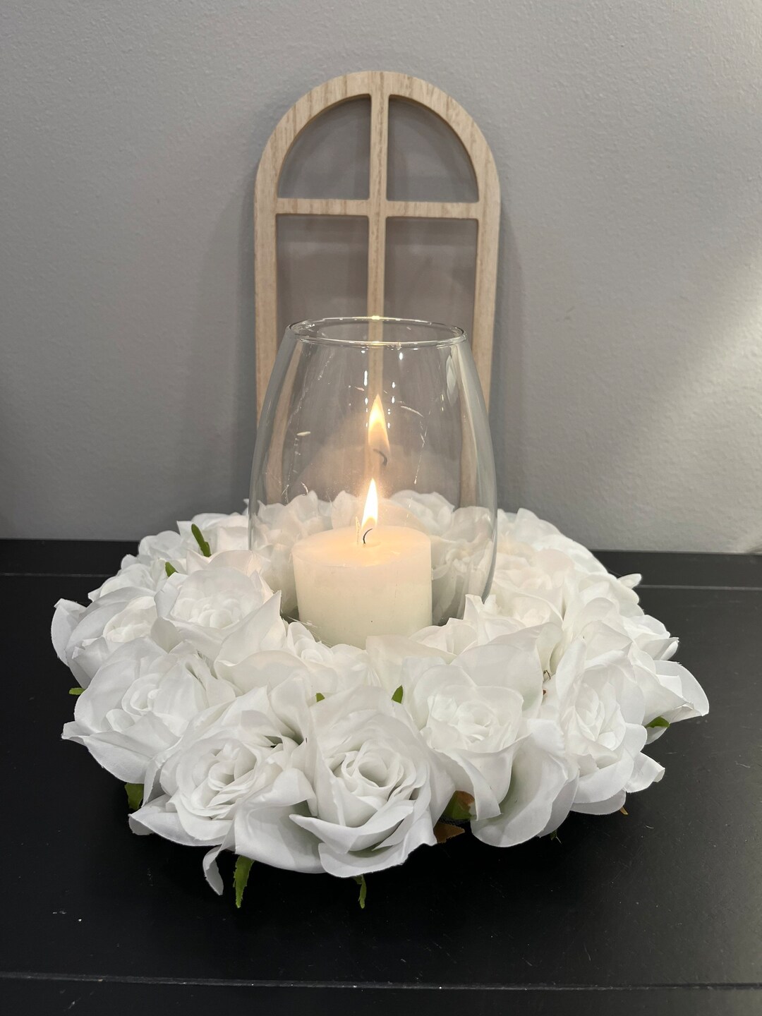 Wedding Rose Candle Ring Centerpiece Etsy