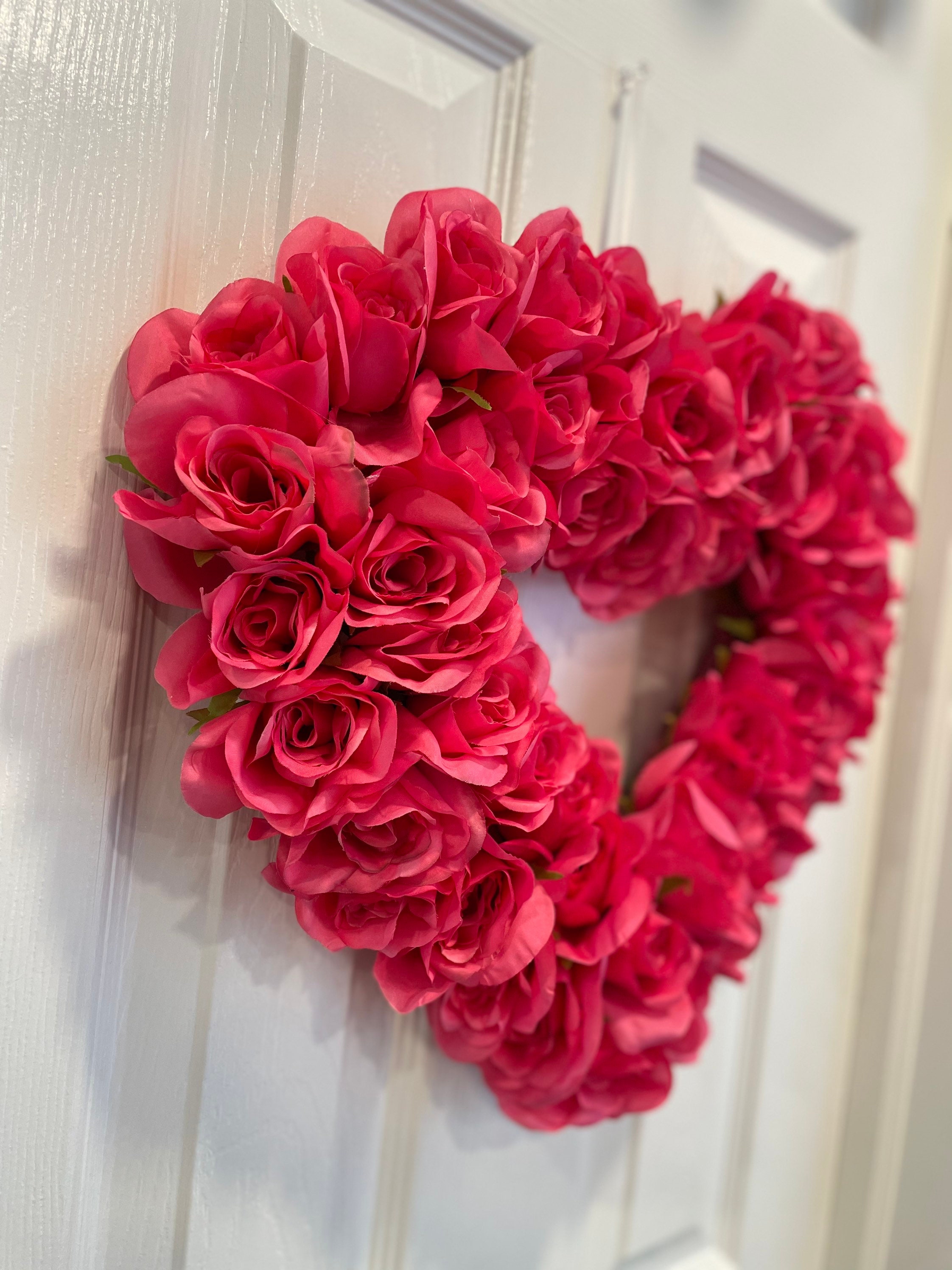 Pink Rose Garden Heart Live Wreath