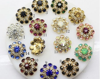 4Pcs Flower Crystal Rhinestone Buttons Wedding Supply Gift Wrapping Hairbow Clothes Decoration