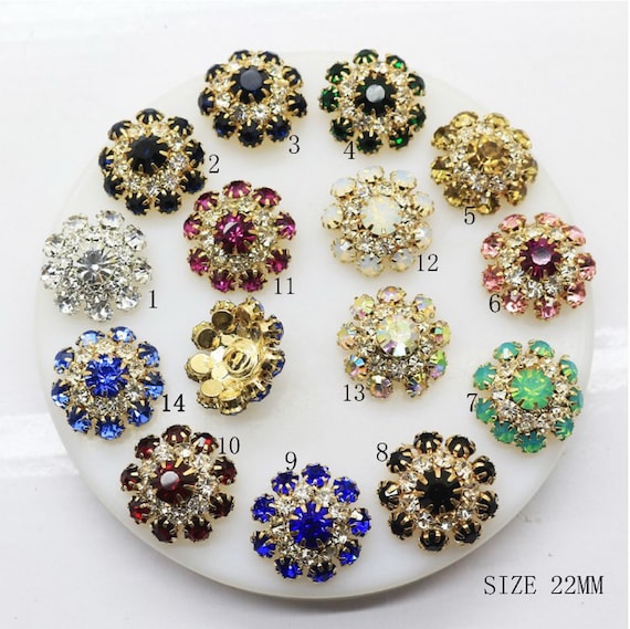 12mm CLEAR ACRYLIC RHINESTONE FLOWER CLUSTER SEWING CRAFT SHANK BUTTONS