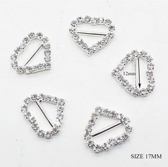 10pcs Crystal Rhinestone Buckle Invitation Ribbon Slider Wedding Supplies Decor