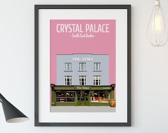 Crystal Palace Print Poster, The Alma Pub, Crystal Palace Park, South East London
