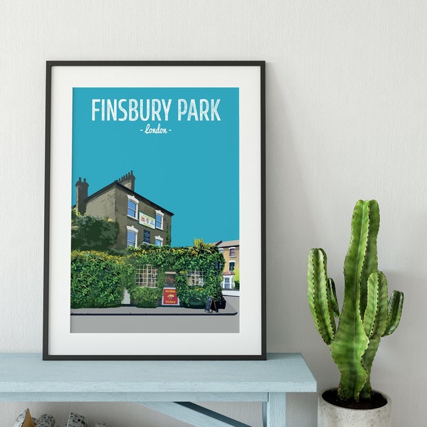 Finsbury Park Poster Print, The Faltering Fallback Pub, Pub Garden, Beer, Summer, Arsenal, Sports Pub