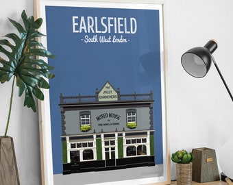 Earlsfield Print, The Jolly Gardeners Pub, Wandsworth print