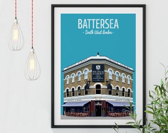 Battersea Print Poster, The Prince Albert, South West London, Wandsworth Print