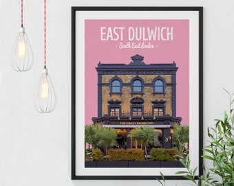 East Dulwich Poster Print, The Great Exhibition Pub, South East London, Anniversary, First Date, Wedding, Gift