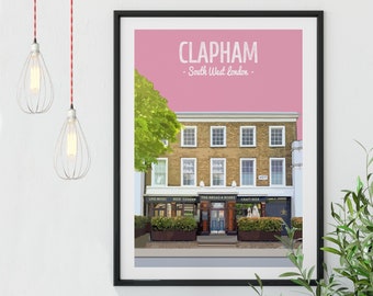 Clapham Poster Print, The Bread and Roses Pub, South West London, Local Pub, Neighbourhood Pub