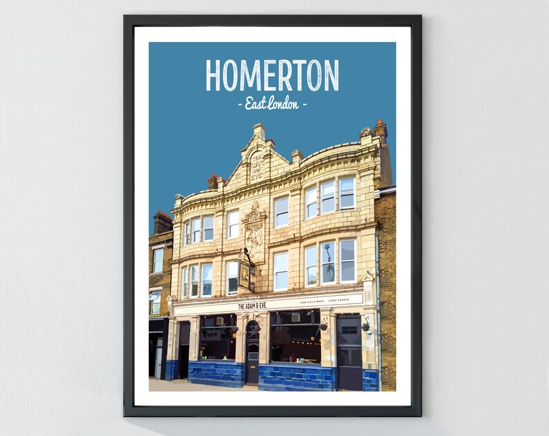 Homerton Print Poster The Adam and Eve Pub Hackney Etsy