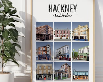 Hackney Print Poster, Custom Poster, Homerton, Hackney Downs, Stoke Newington, Clapton, Dalston, Broadway Market, London Fields