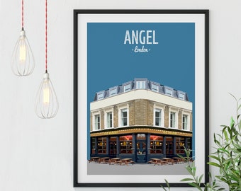 Angel Print Poster, The Regent Pub, Islington Print, North London, Pub Print