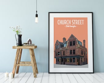 Stoke Newington print, The Red Lion, Church Street Print, Hackney, Clissold Park