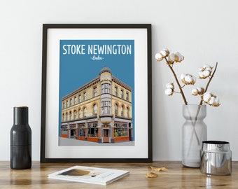 Stoke Newington Print, The Three Crowns, Church Street, Hackney, North London Print