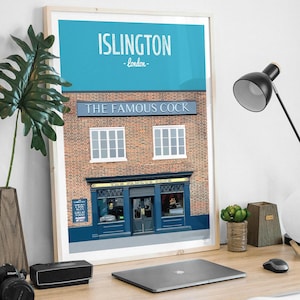 Highbury and Islington Print, The Famous Cock print, North London print.