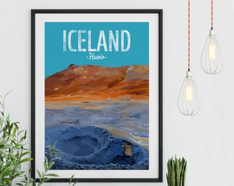 IJsland Print, Hverir Geothermisch Gebied, Noord-IJsland, Reizen, Reizen Print, Ring Road