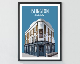 Islington Poster Print, The Duke of Cambridge, Riverford, Wall Art, Illustration, Local Pub