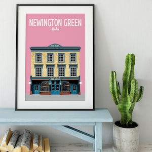 Impresión de Newington Green, The Alma Pub, impresión de Islington