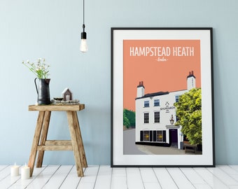 Hampstead Heath print, The Spaniards Inn pub, North London print, Highgate print