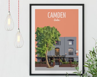 Camden Poster Print, The Colonel Fawcett pub, Camden Lock, Camden Town Print