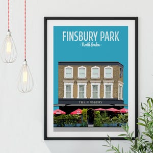 Impresión de póster de Finsbury Park, Finsbury Pub, Manor House, impresión en el norte de Londres