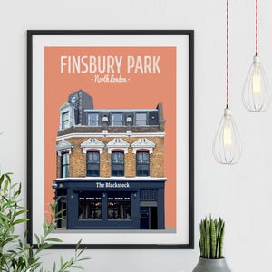 Impresión de póster de Finsbury Park, The Blackstock Pub, impresión en el norte de Londres, impresión personalizada