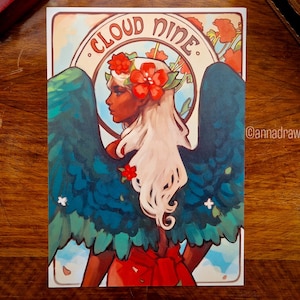Art Nouveau Angel Art Print - A4, A5 or Postcard Size