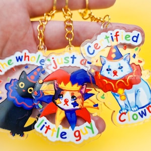 Clown Cat Keychains - 2.5 inch Double Sided Acrylic Keychain