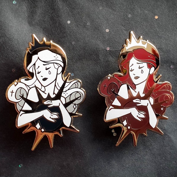 The Sun - Hard Enamel Pin, gold plating - Black/white and color - Star-Crossed Lovers -  Collaboration by Astermorn and Annadrawsstuff