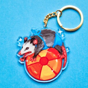 Beach Ball Possum Keychain - 2.5 inch Double Sided Acrylic Keychain