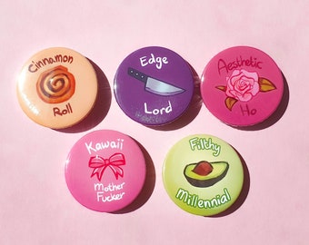 Aesthetic identity buttons - 38mm/1.5 inch  - Set or seperate