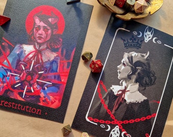 Tiefling Warlock Art Print: DnD Character Illustration (A5 Size)