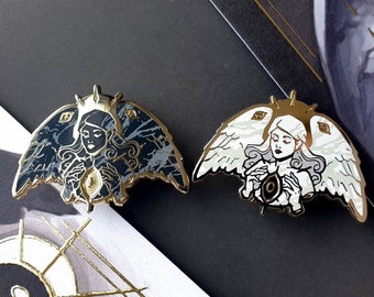 Marble Angel Enamel Pins: Gold Plated, Hard Enamel - Wings of Marble