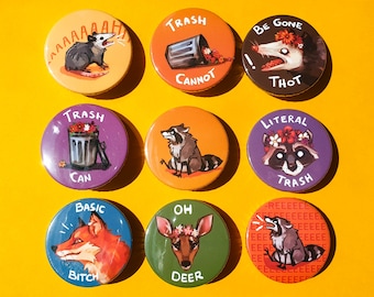 Trash Animal Meme Button Pack - 1.5" Geek Buttons