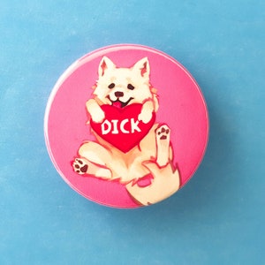 Frisky Animal Buttons: Raccoon, Dog, Cat - Rude Humor (38mm/1.5 inch) image 4