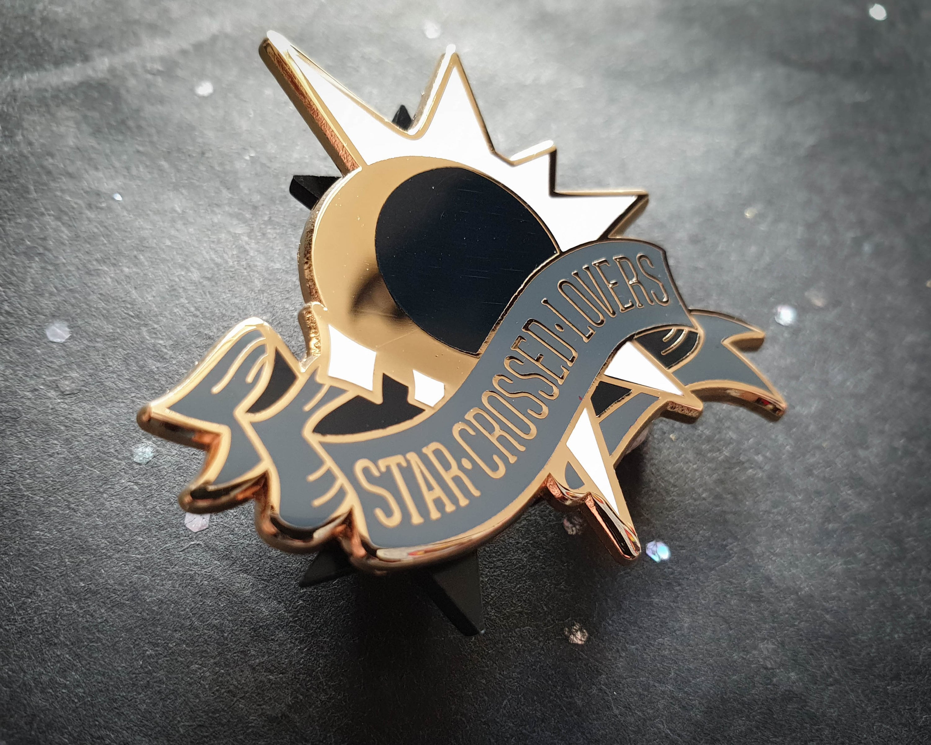 The Eclipse - Hard Enamel Pin, Gold Plating - Black/white